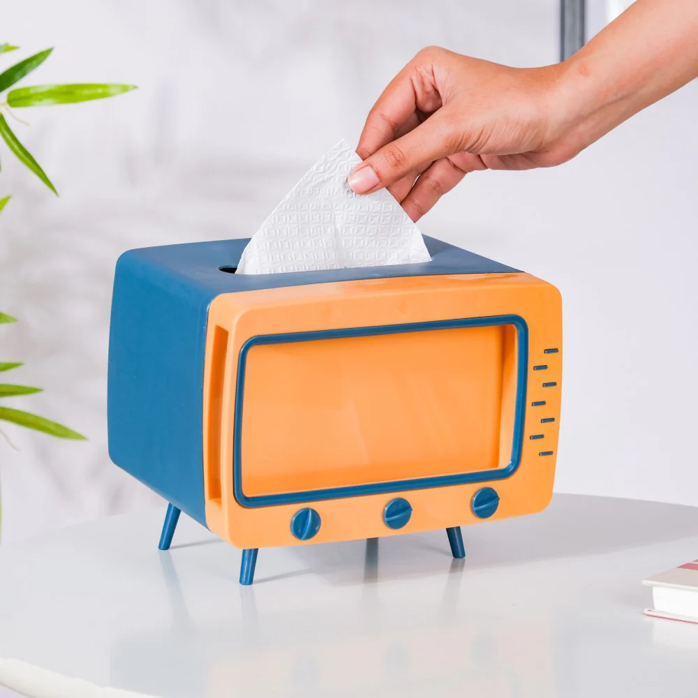 TV Tissue Box With Stand Blue - Image 2