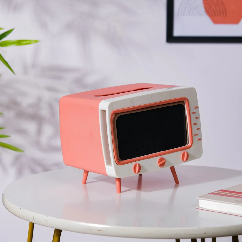 TV Tissue Box With Stand Pink - Image 4
