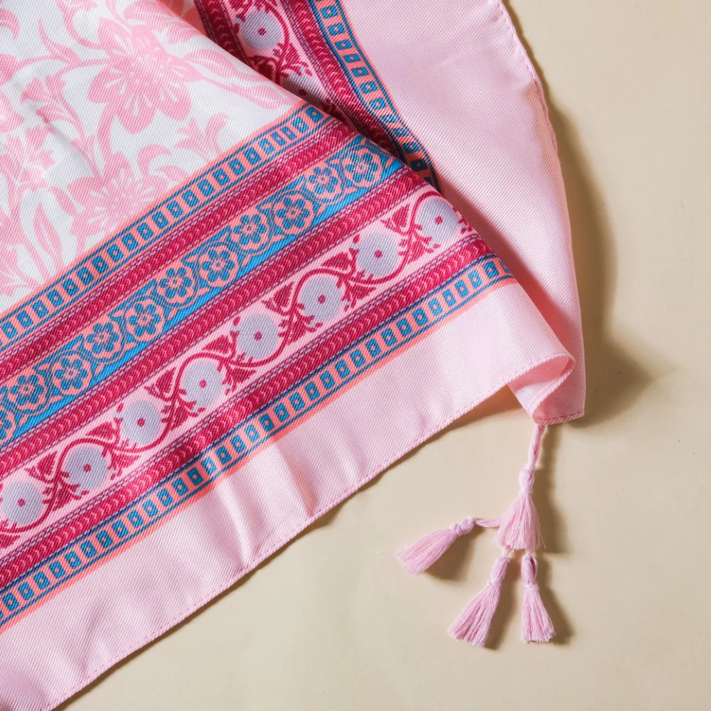 Twill Weave Printed Scarf With Tassels - Image 5