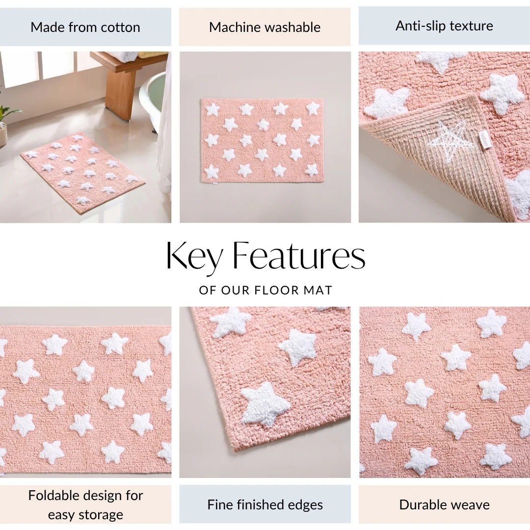Twinkle Stars Anti Slip Floor Mat Cotton 62x42cm - Image 3