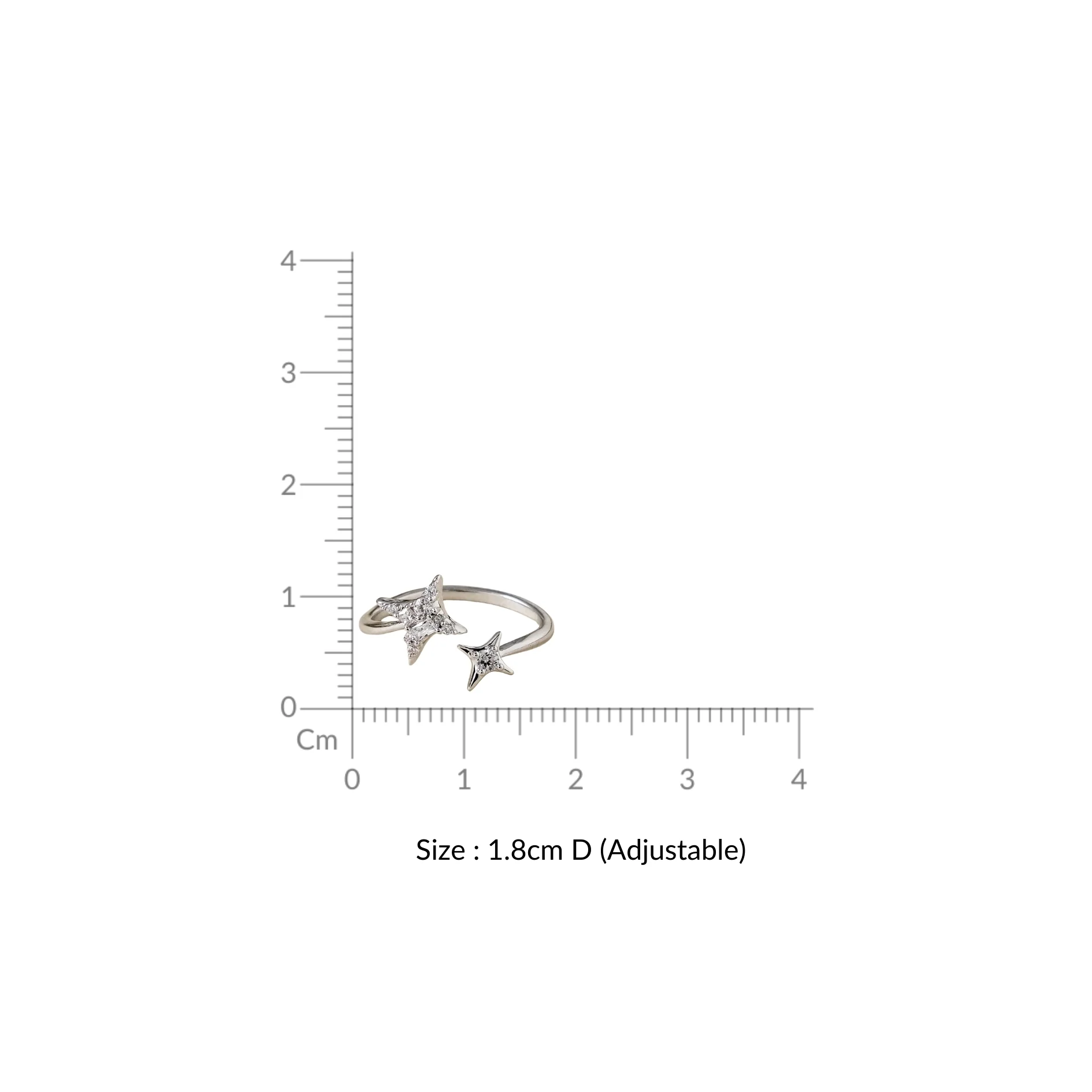 Twinkling Star Bypass Ring Silver - Image 3