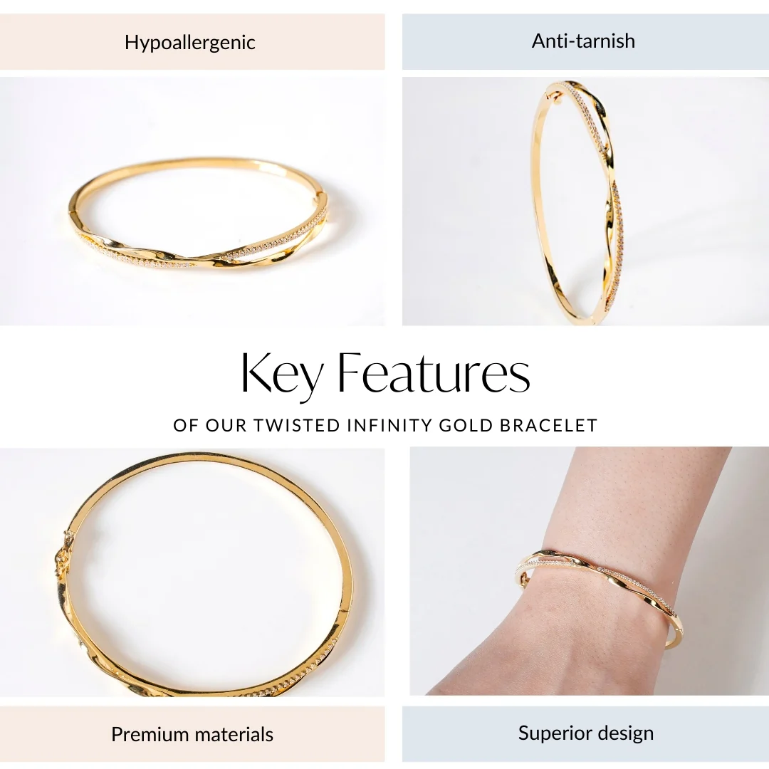 Twisted Infinity Gold Bracelet - Image 4