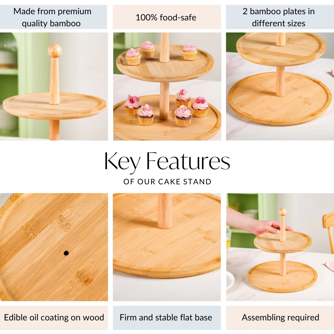 Two Tier Bamboo Cupcake Stand - Image 4