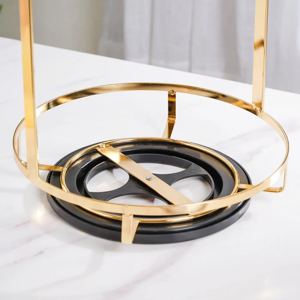 Two Tier Rotating Marble Storage Rack Gold - Image 10