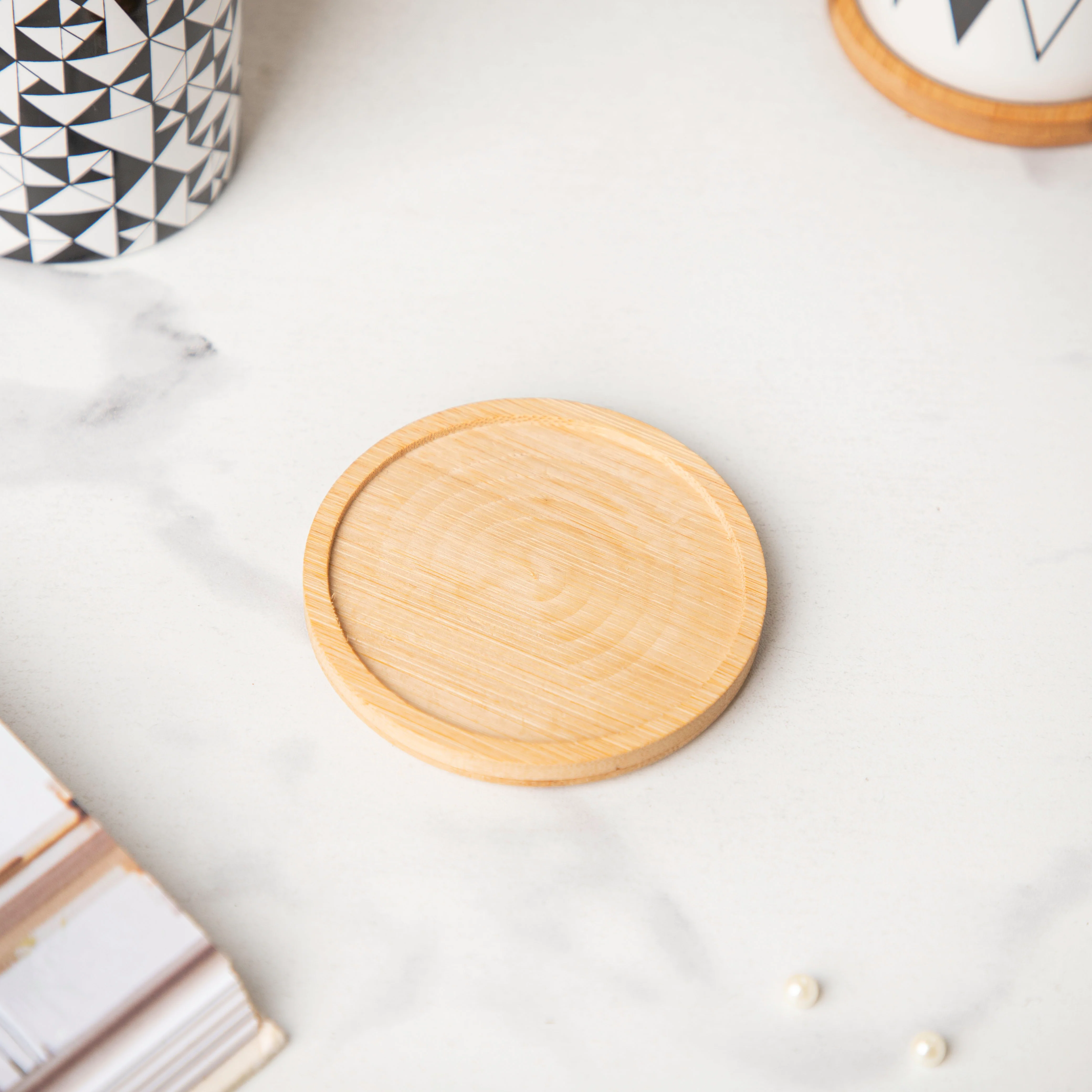 Twyla Black White Heaven Planter With Wooden Coaster - Image 5