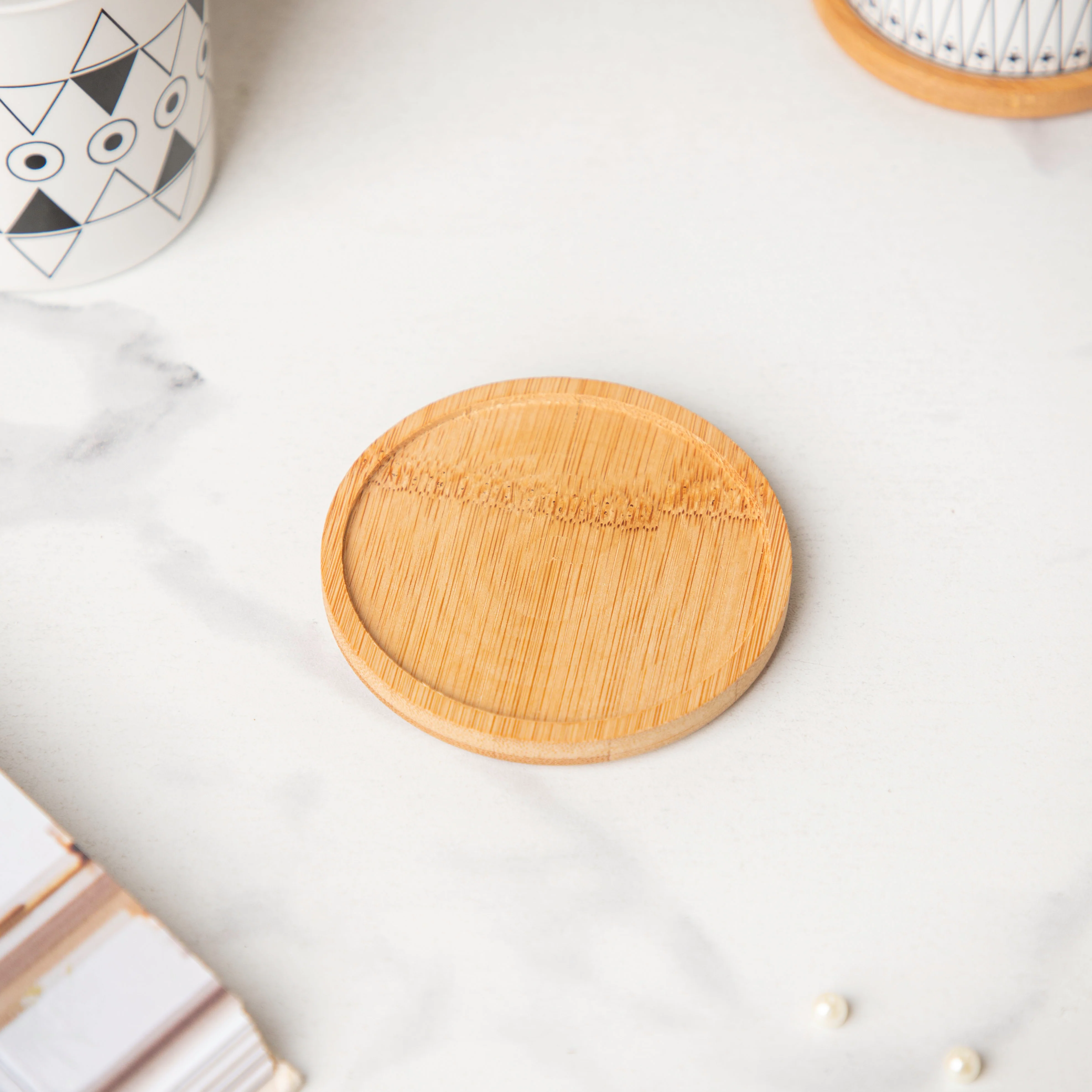 Twyla Enchanting Black White Planter With Wooden Coaster - Image 5