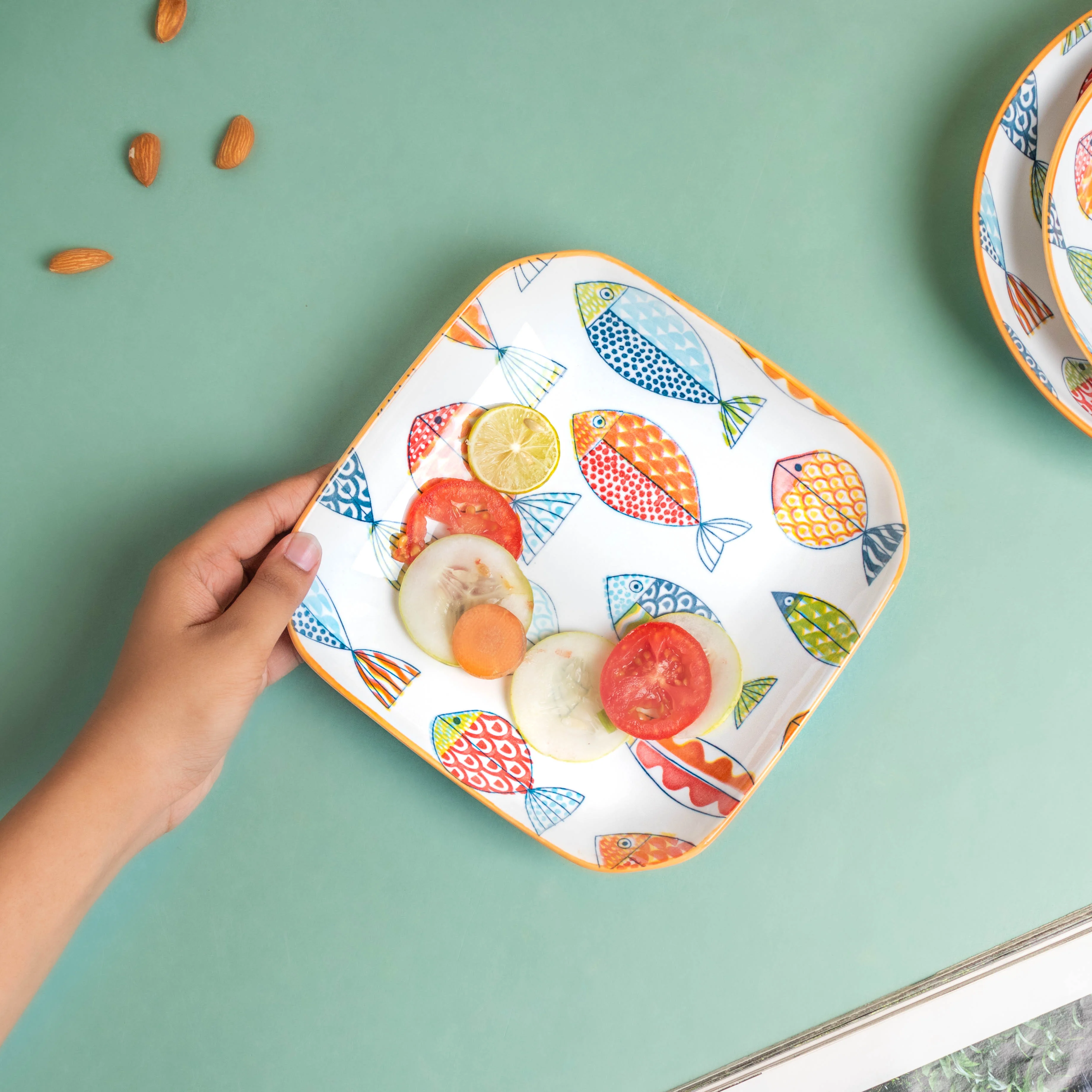 Ukiyo Square Ceramic Snack Plate 8 inch - Image 2