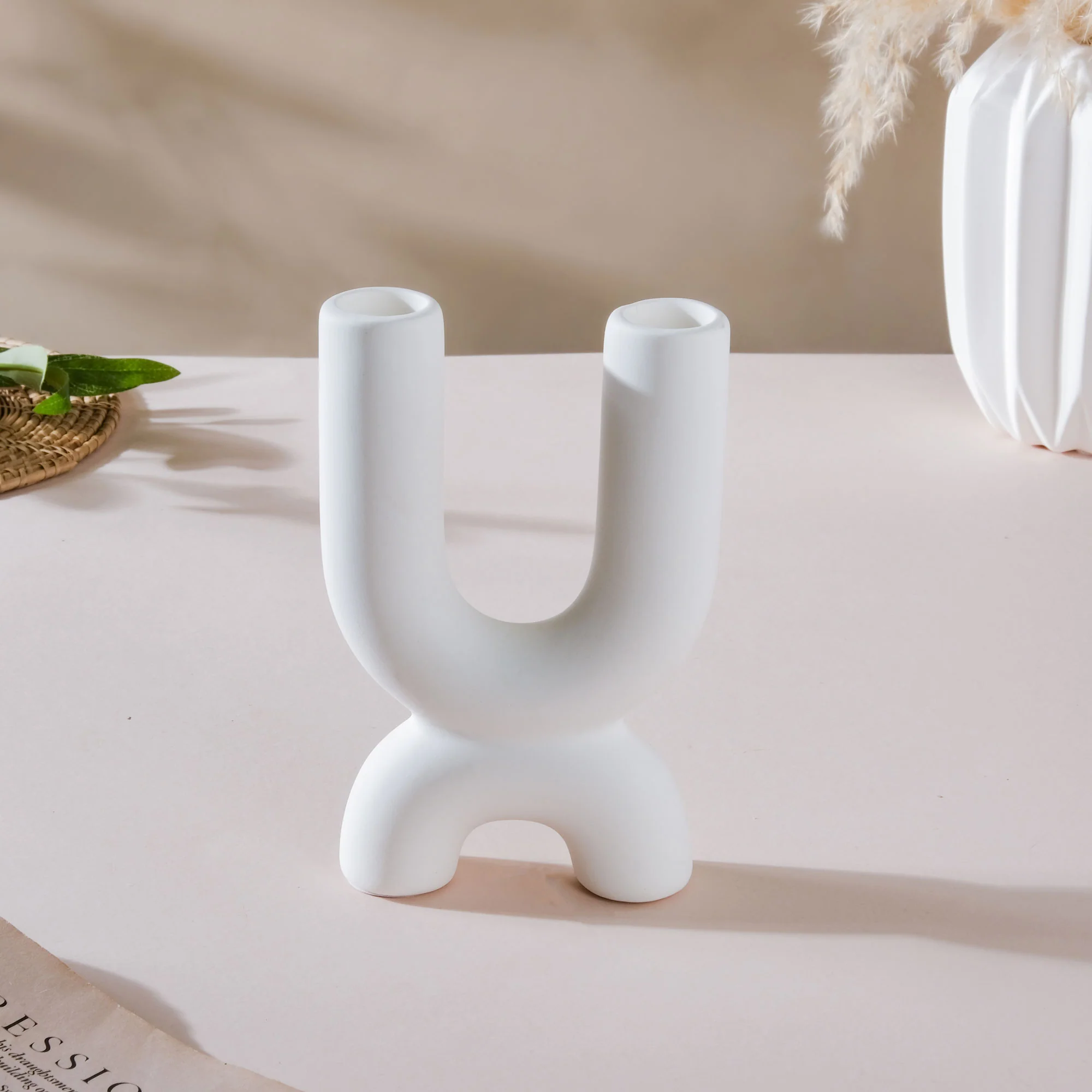 Ultra Mod Matte Ceramic 2 Arm Candle Holder - Image 6