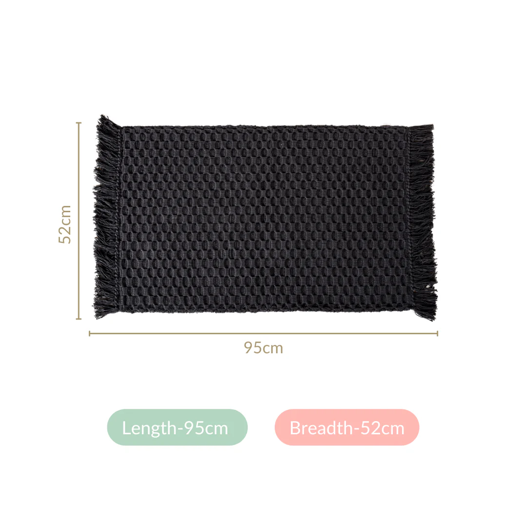 Ultra Soft Waffle Weave Handmade Cotton Floor Mat Grey 37x20 Inch - Image 5