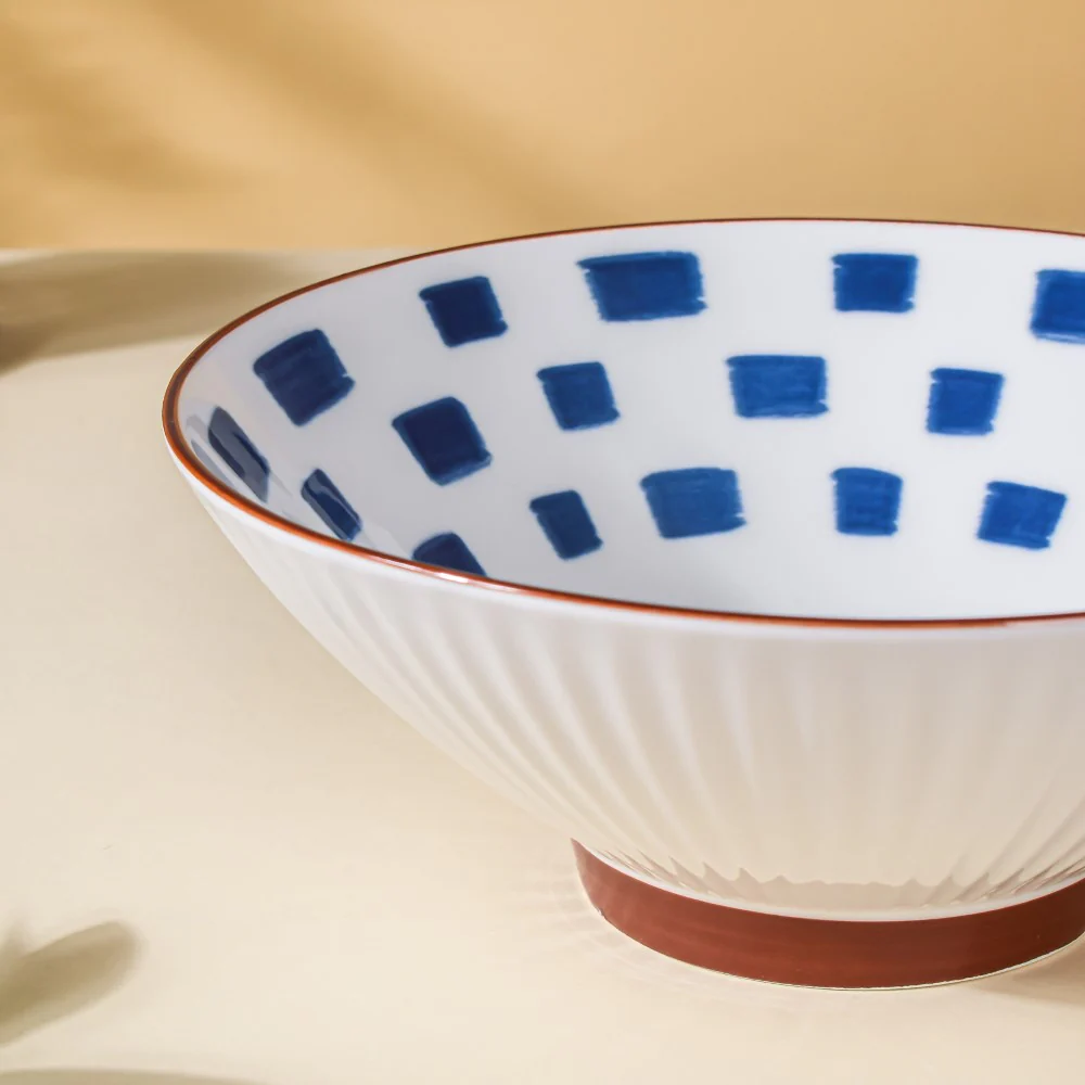 Umai Patterned Ceramic Ramen Bowl Blue And White 900 ml - Image 6