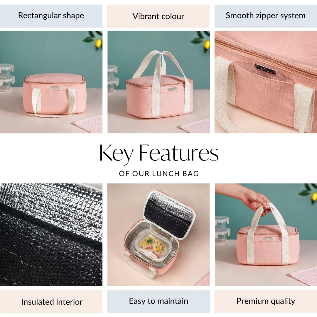 Urban Daily Insulated Lunch Bag In Peach - Image 5