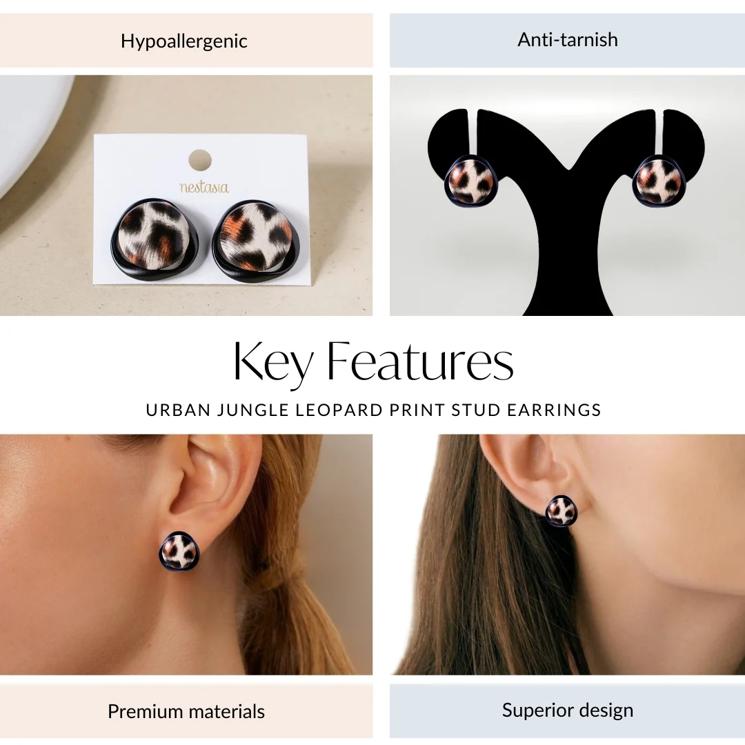 Urban Jungle Leopard Print Stud Earrings - Image 4