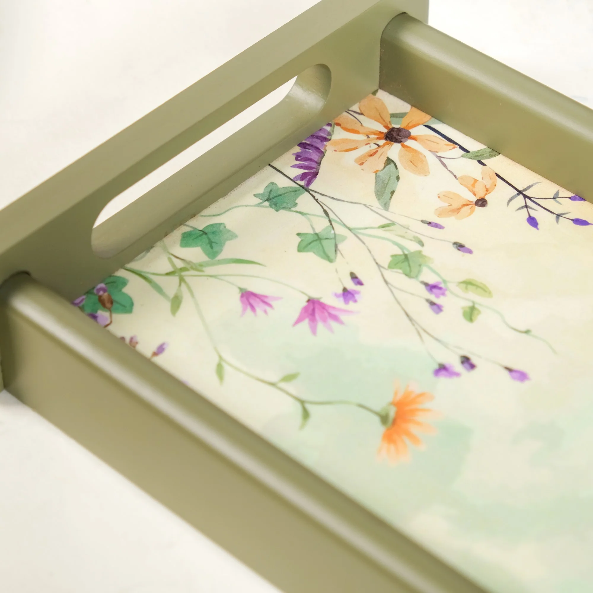 Valley Of Flowers Wooden Serving Tray Set Of 3 - Image 7