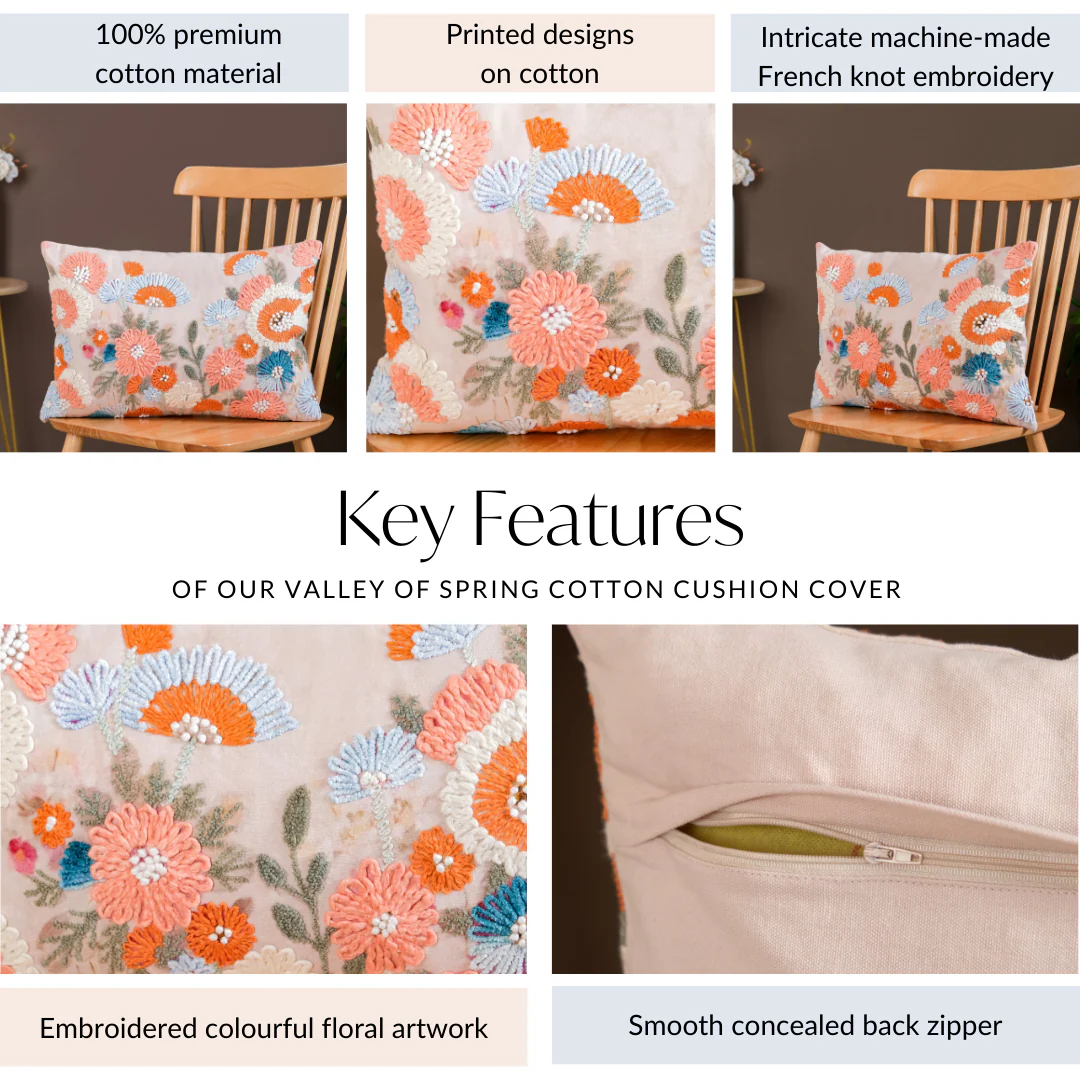 Valley Of Spring Cotton Cushion Cover 50x35 cm - Image 5