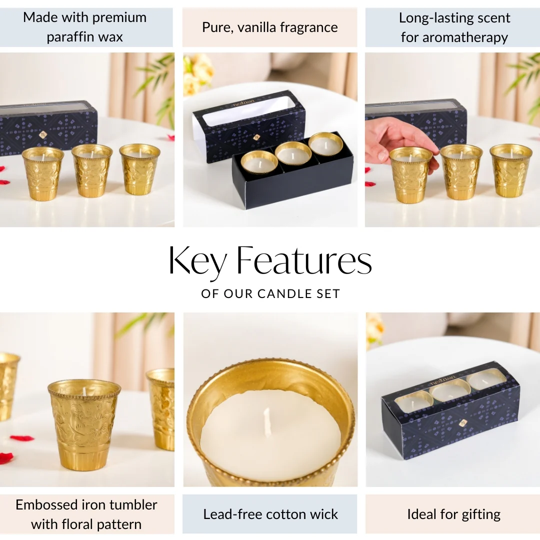 Vanilla Fragrance Candle Jar Set Of 3 In Gift Box - Image 5