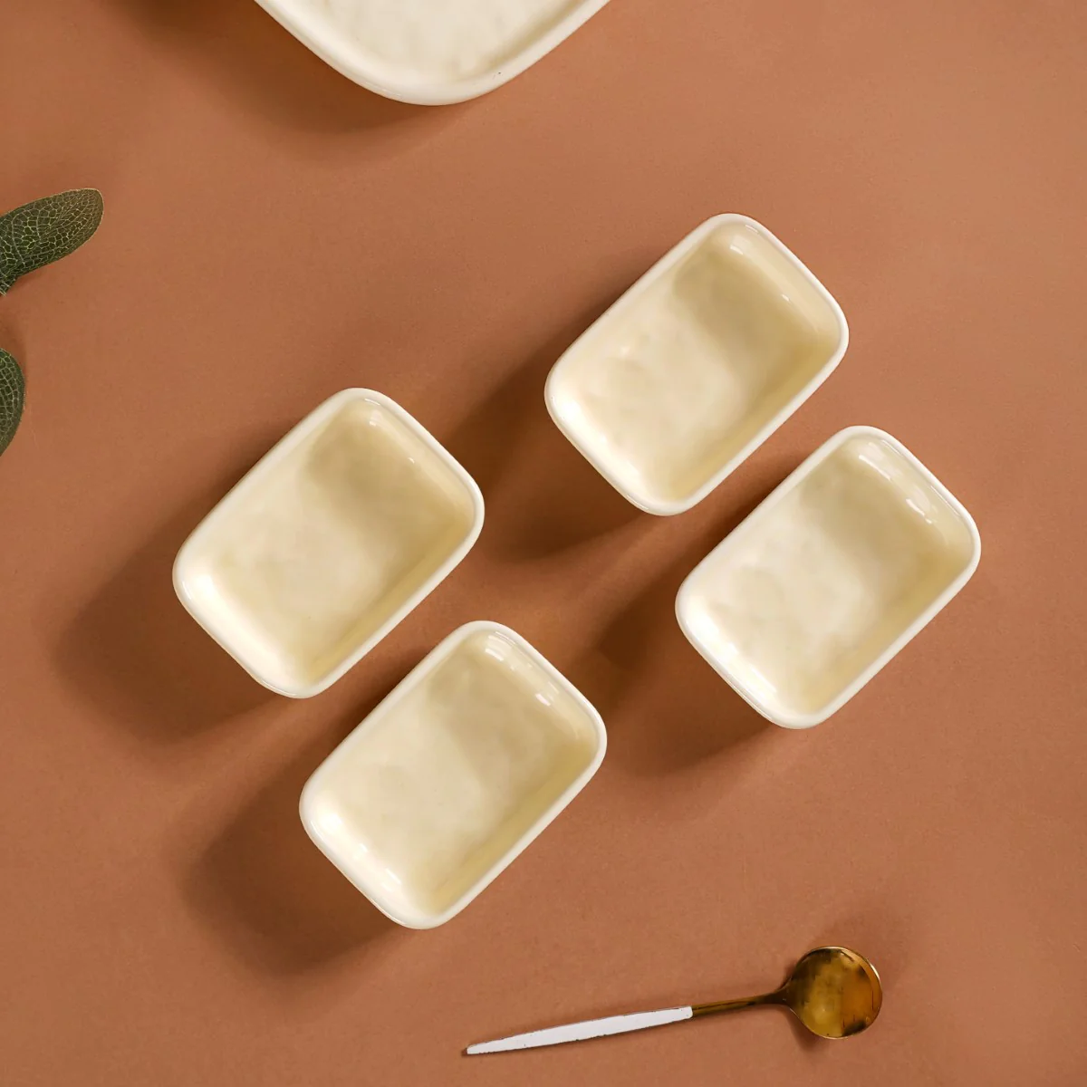 Vanilla White Textured Dip Bowl Set Of 4 100ml