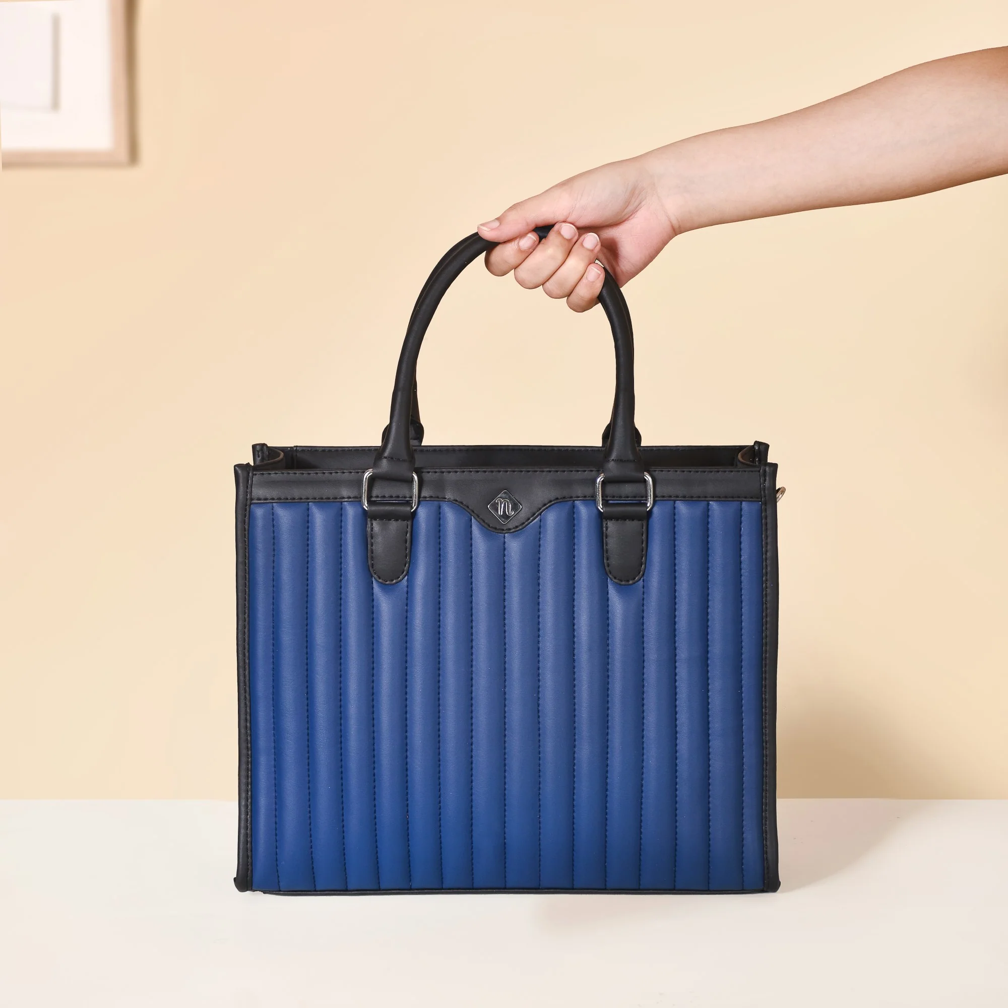 Vegan Leather Book Tote Midnight Blue - Image 7