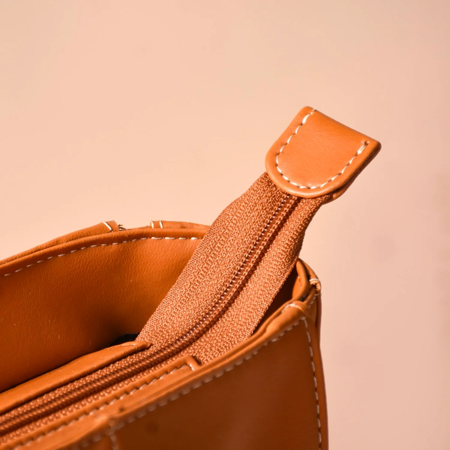Vegan Leather Handbag Brown - Image 12