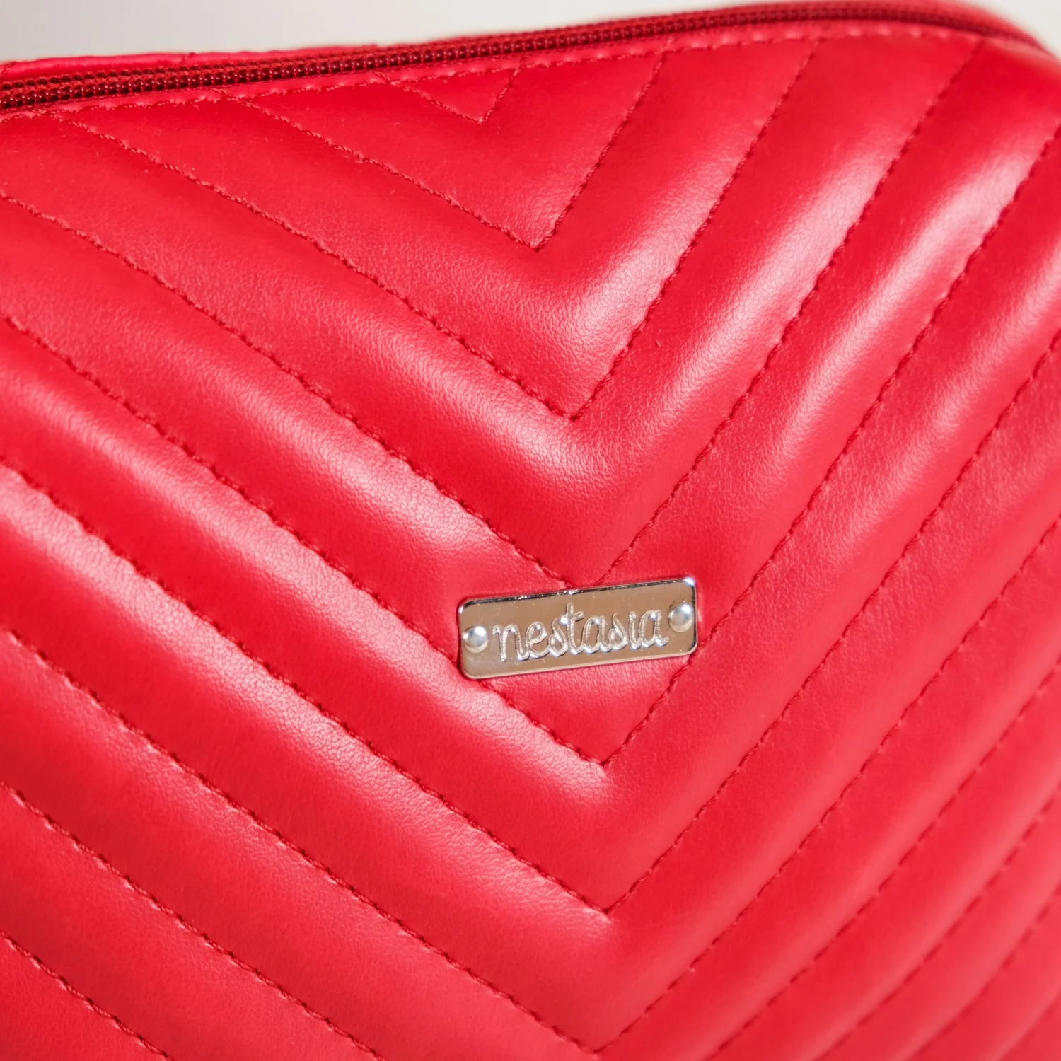 Vegan Leather Makeup Pouch Set Of 2 For Women Red - Image 10