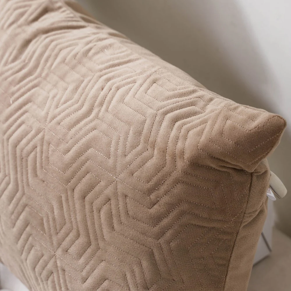 Velvet Lumbar Cushion Cover Beige 12x18 inch - Image 2