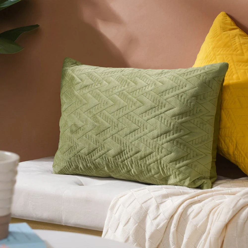Velvet Lumbar Cushion Cover Green 12x18 inch - Image 9
