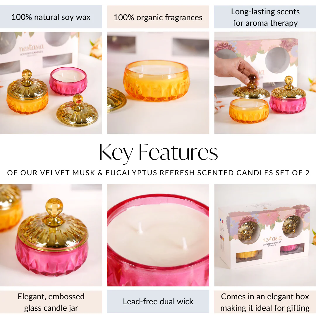 Velvet Musk And Eucalyptus Refresh Scented Candles Set Of 2 - Image 5