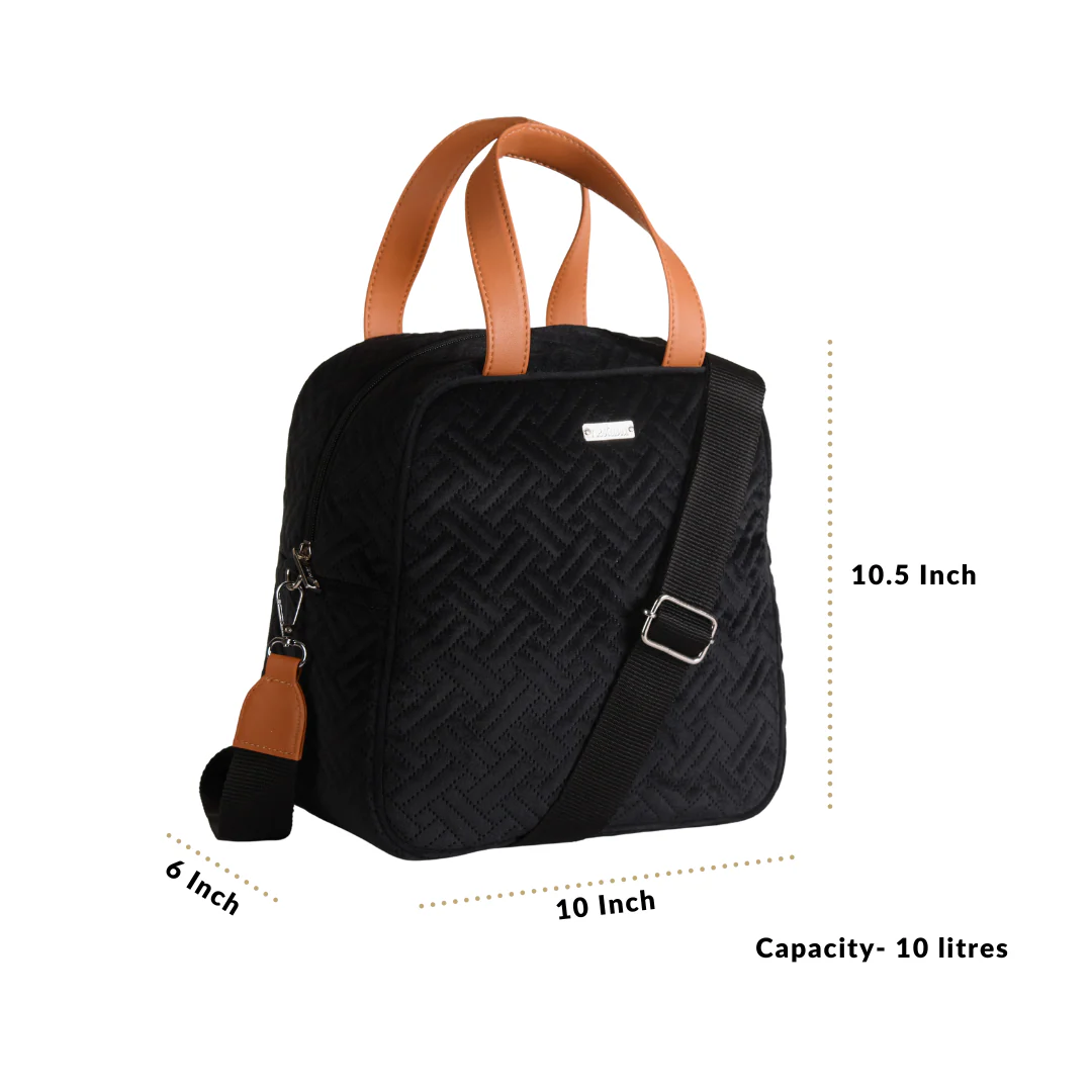 Sling Velvet Thermal Insulated Lunch Bag Black - Image 19