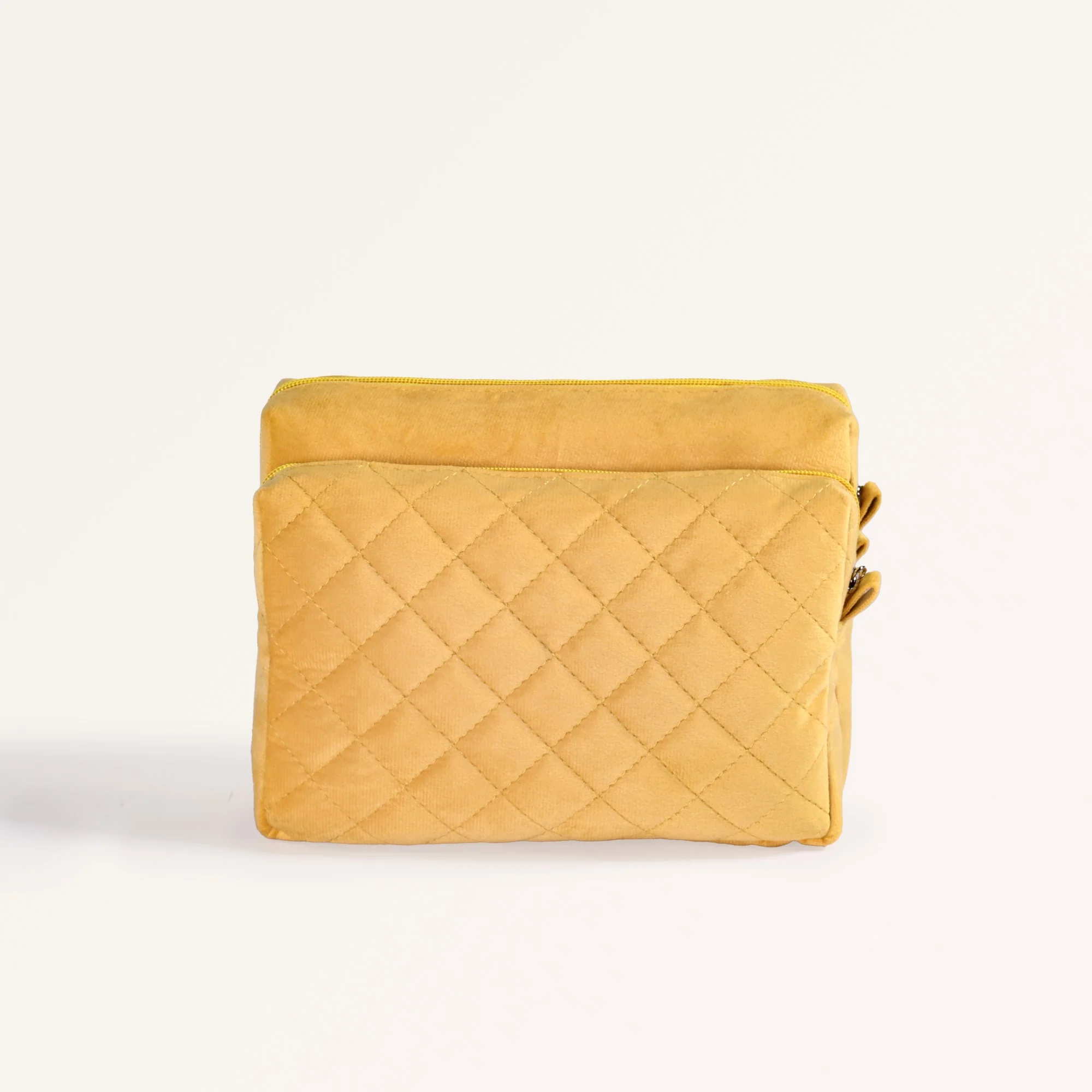 Velvet Travel Makeup Pouch Yellow - Image 8