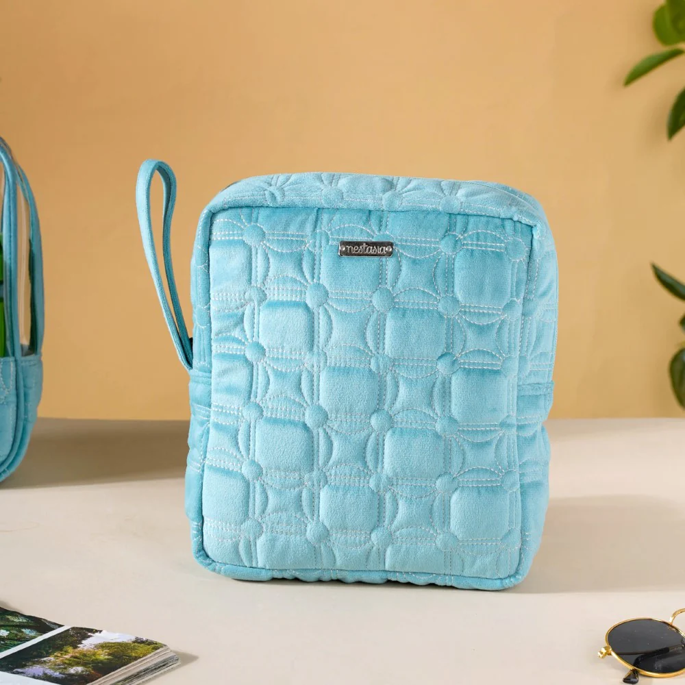 Velvet Travel Pouch Set of 4 Blue - Image 4