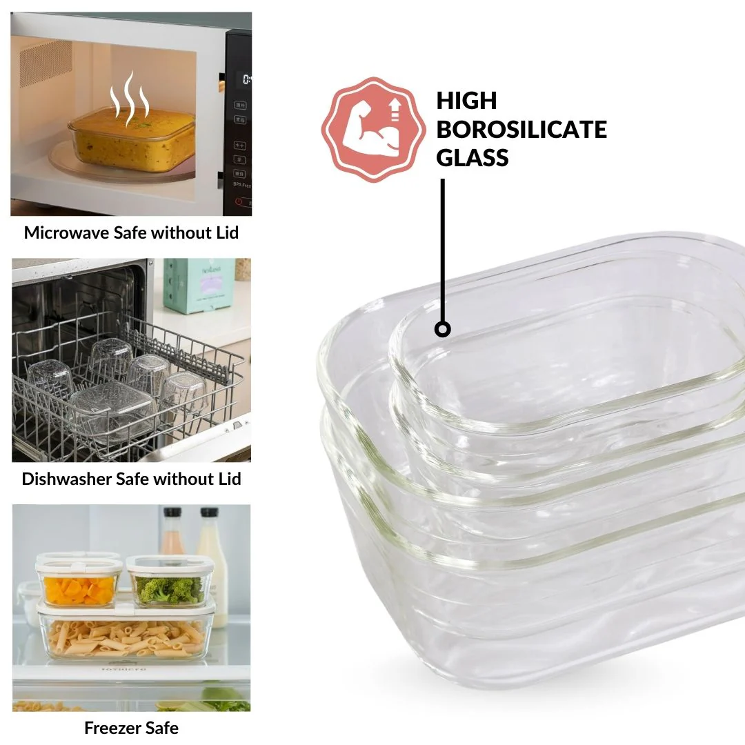 Vento Food Container With Airtight Lid Set Of 5 220ml 1320ml Cream - Image 3