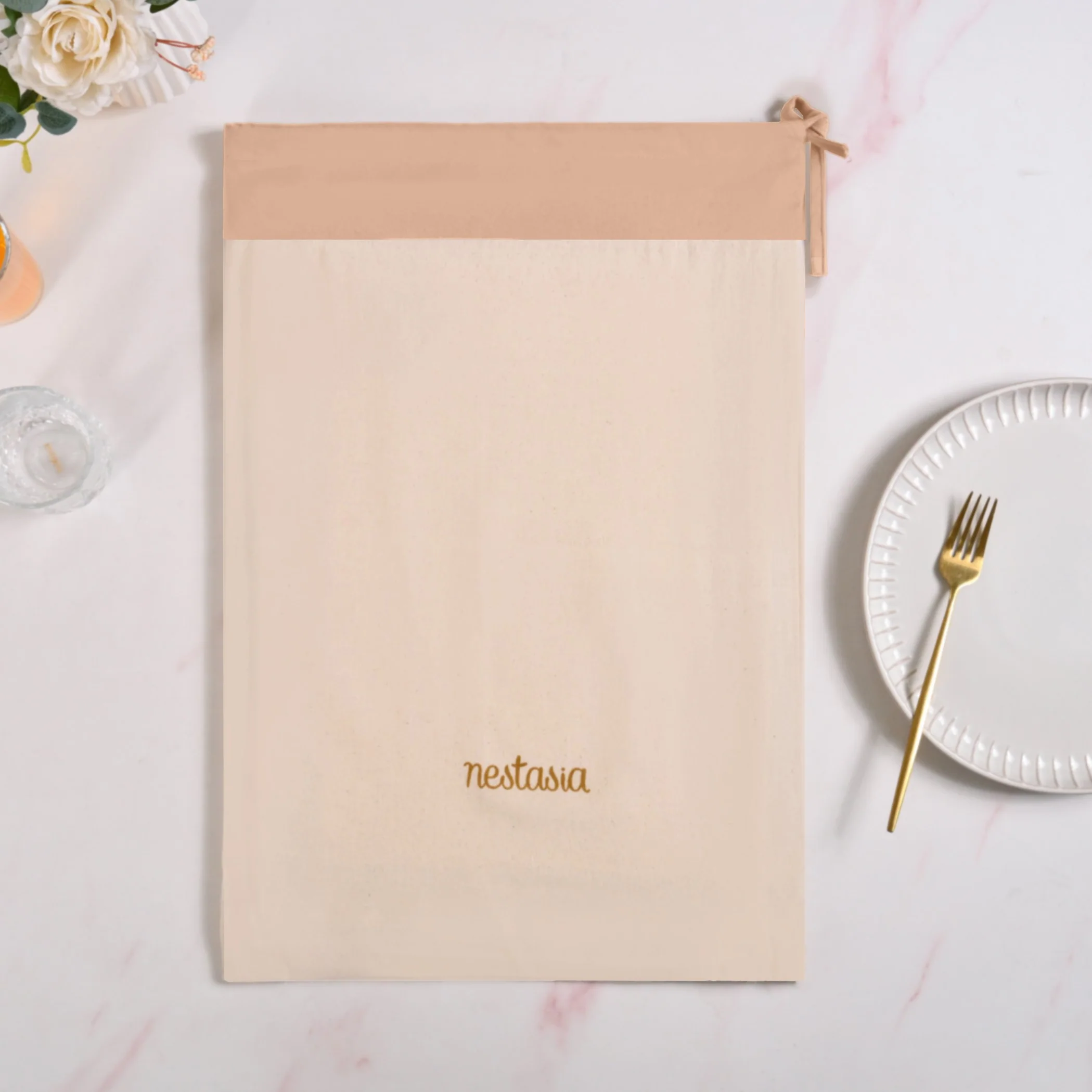 Ventosa Complete Table Linen Set With Mats Napkins Runner And Table Cloth In Peach - Image 10