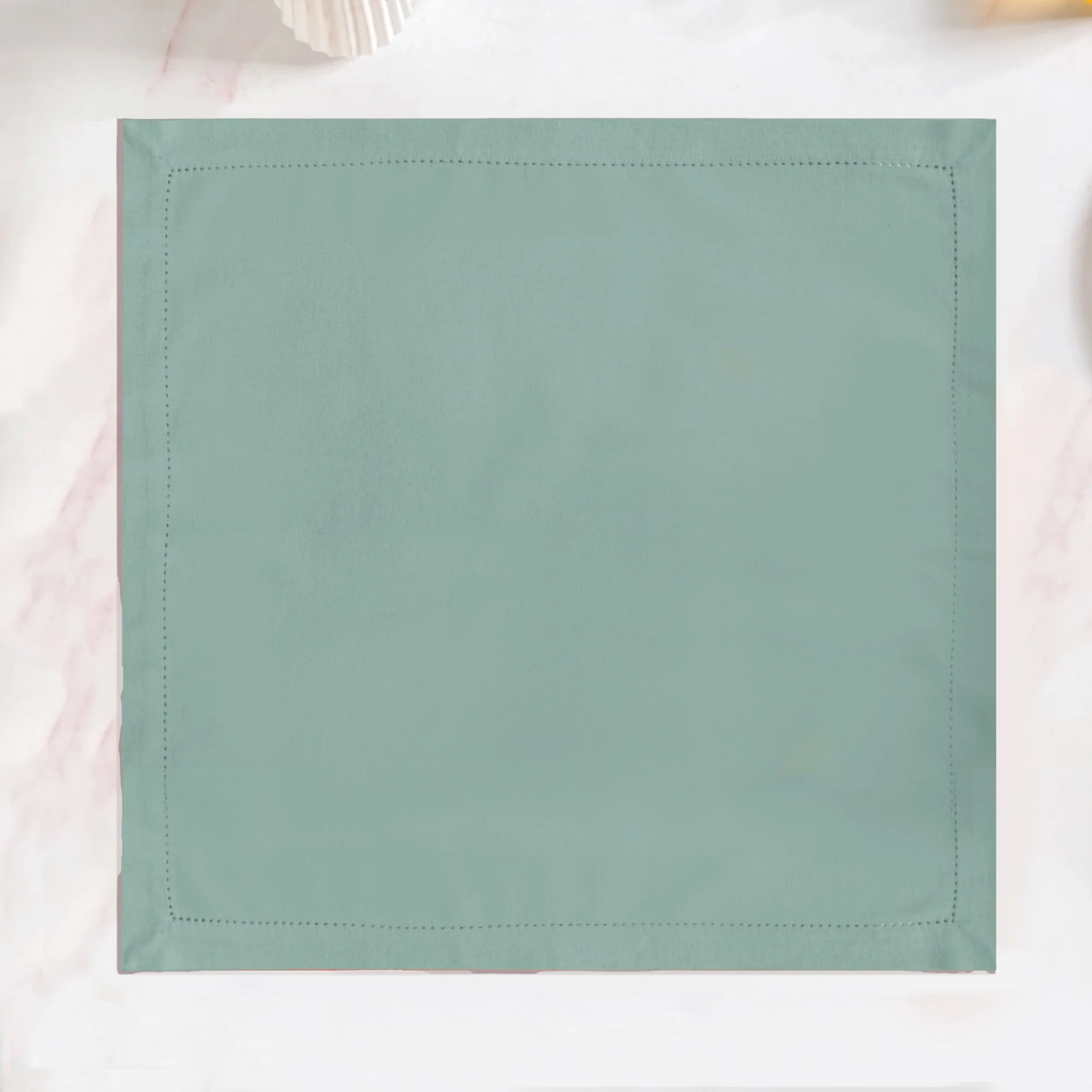 Ventosa Premium Cotton Hemstitched Dinner Napkins Set Of 6 In Teal - Image 6