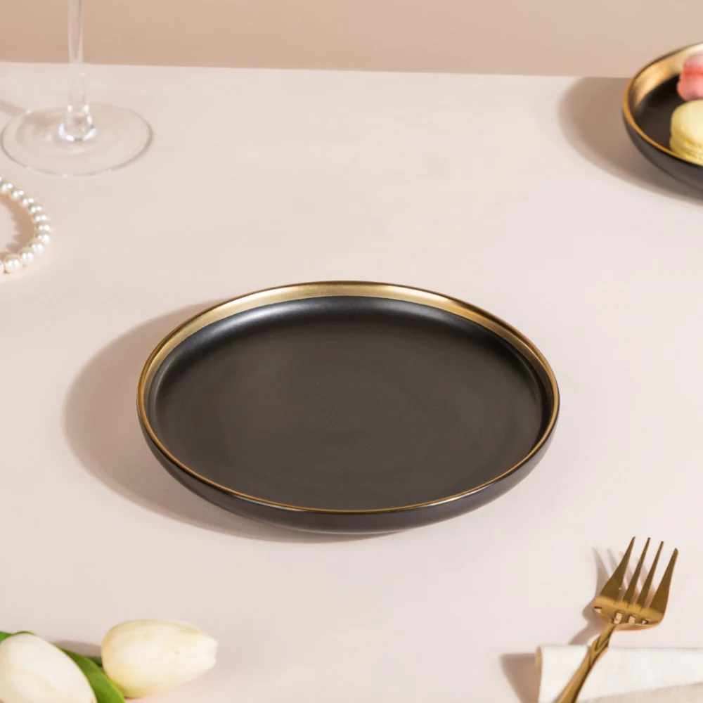 VERA Ceramic Appetizer Plate Black 7 Inch - Image 3