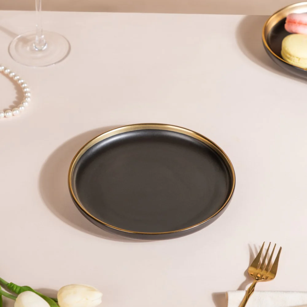 VERA Ceramic Appetizer Plate Black 7 Inch - Image 4