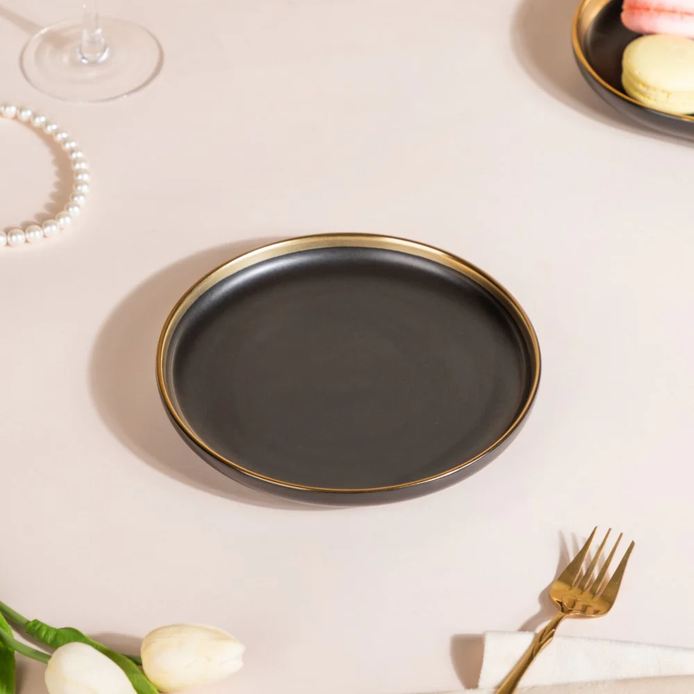 VERA Ceramic Appetizer Plate Black 7 Inch - Image 5
