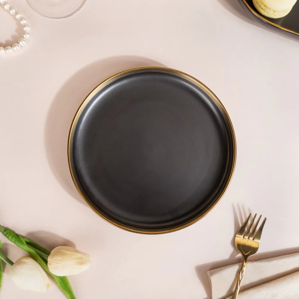 VERA Ceramic Appetizer Plate Black 7 Inch - Image 7