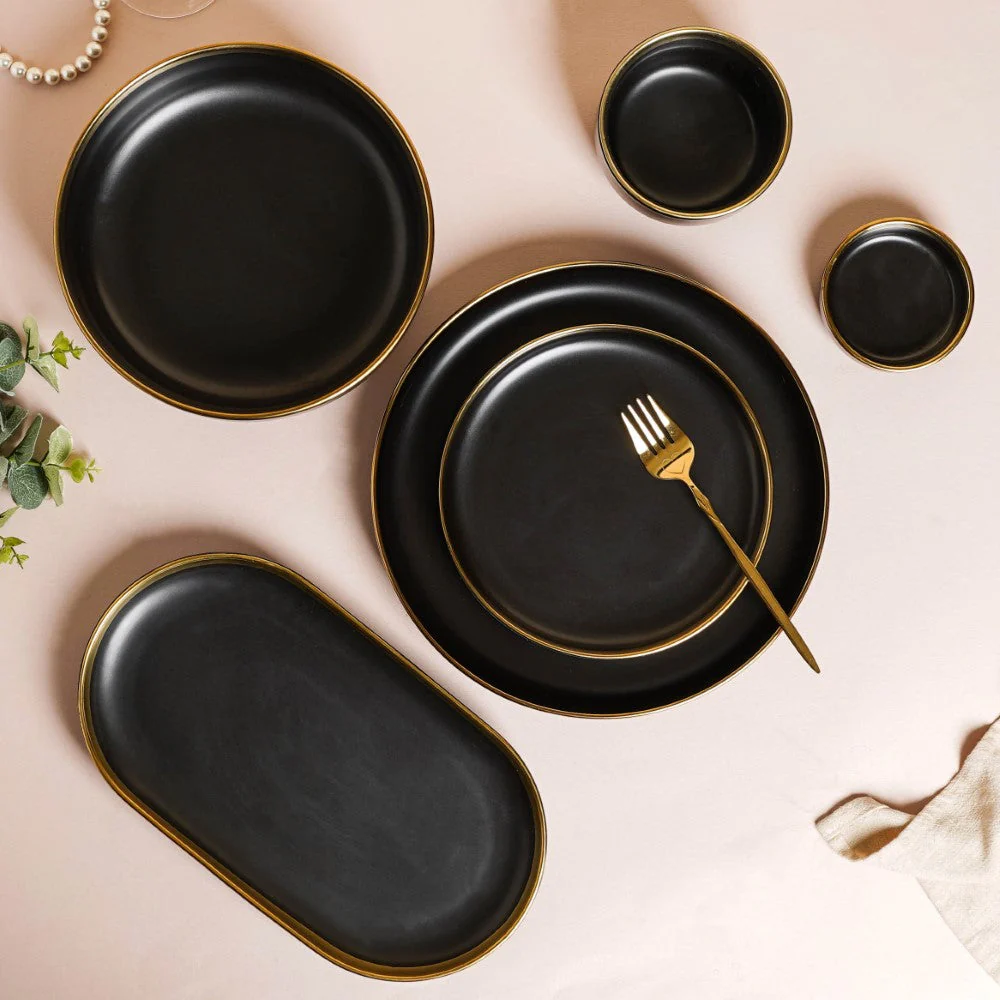 VERA Ceramic Dinner Plate Black 10 Inch - Image 4