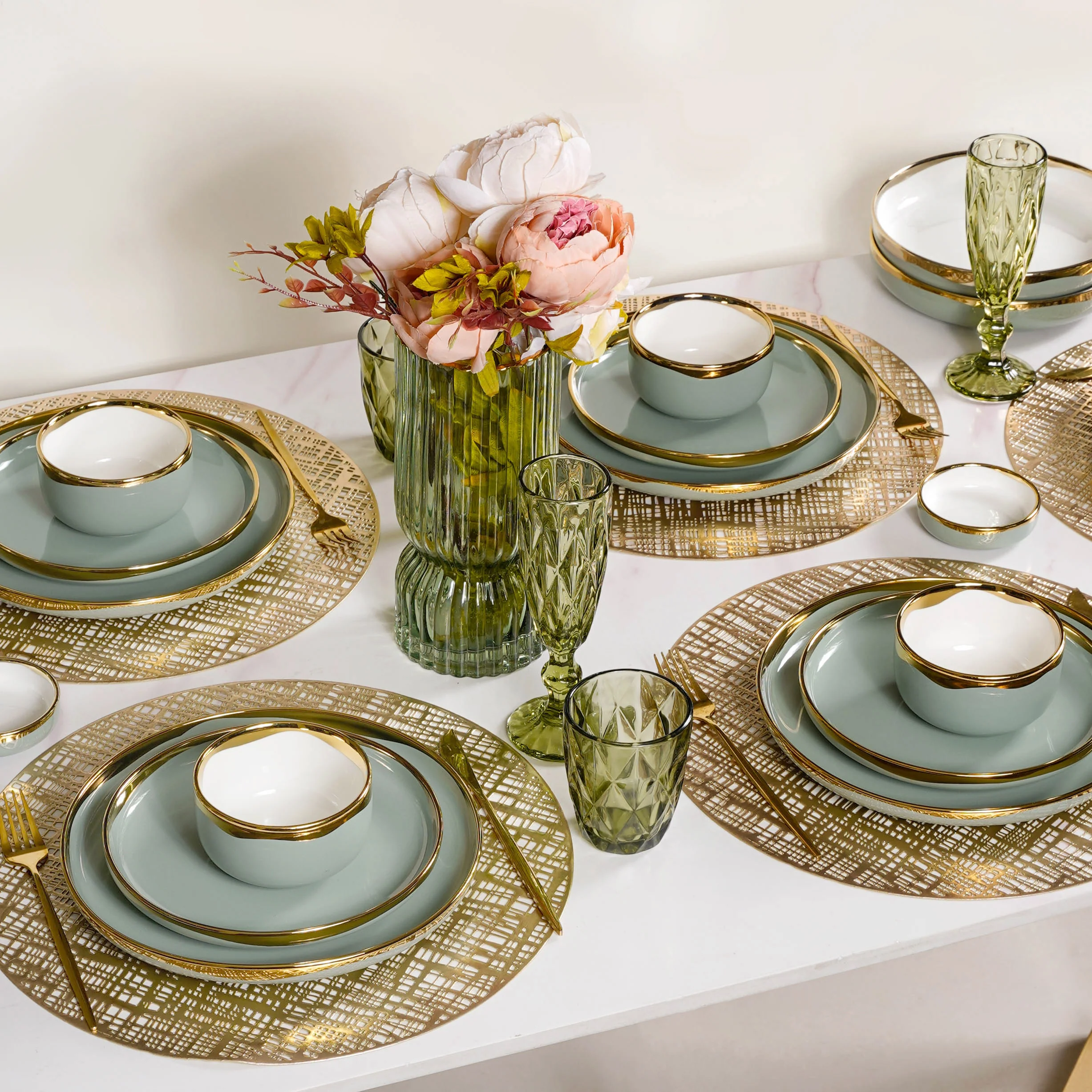 VERA Green 27 Piece Dinner Set For 6 - Image 2