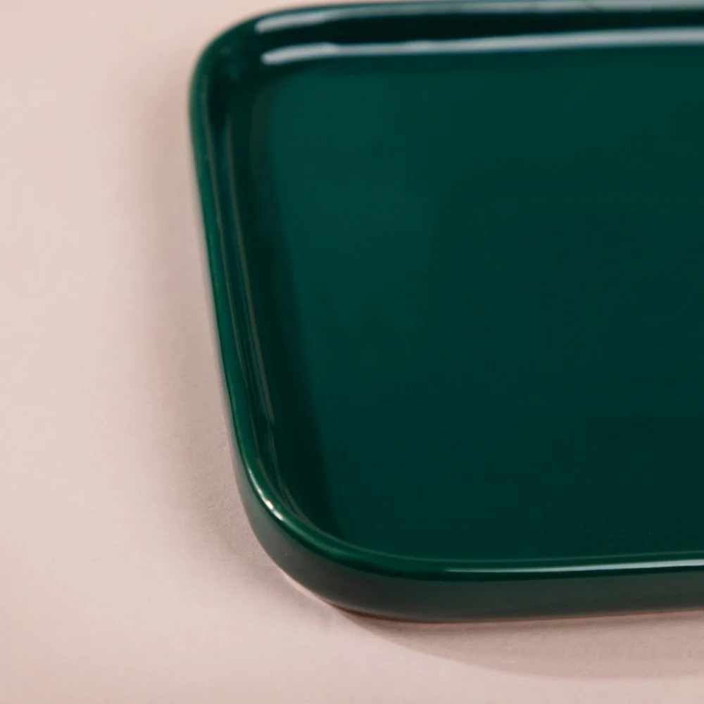 Verdant Square Ceramic Dessert Plate Green 6 Inch - Image 4