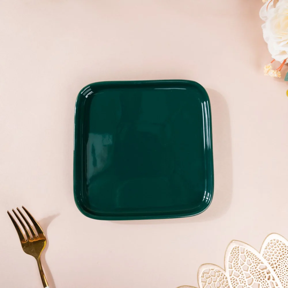 Verdant Square Ceramic Dessert Plate Green 6 Inch - Image 5