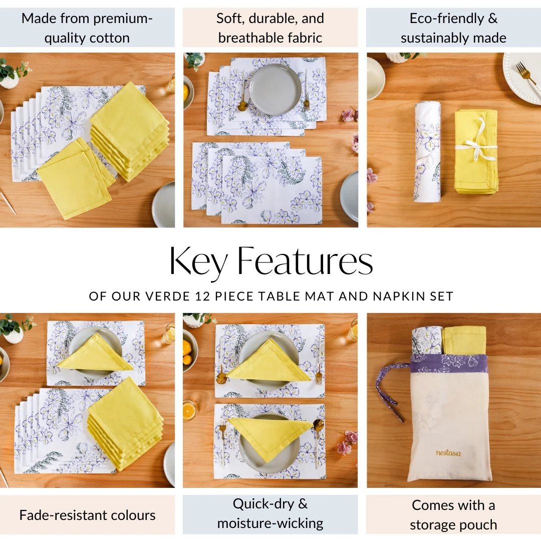 Verde 12 Piece Table Mat And Napkin Set - Image 5