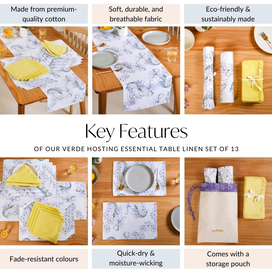 Verde Hosting Essential Table Place Mats Runner and Napkin Set - Image 5