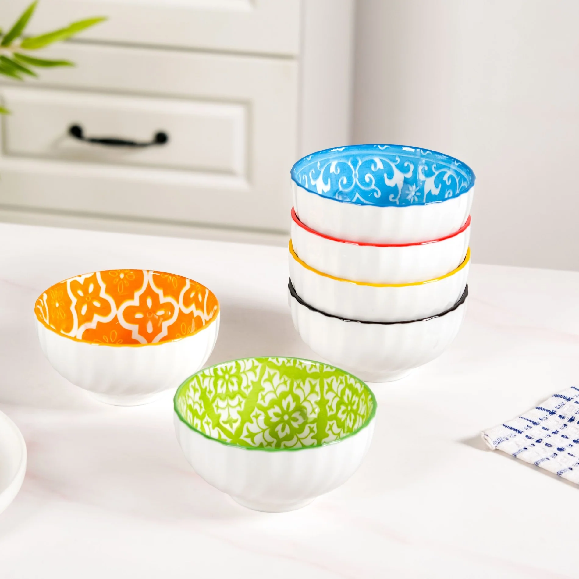 Vibrant Colour Pop Ceramic Soup Bowl Set Of 6 300ml - Image 8