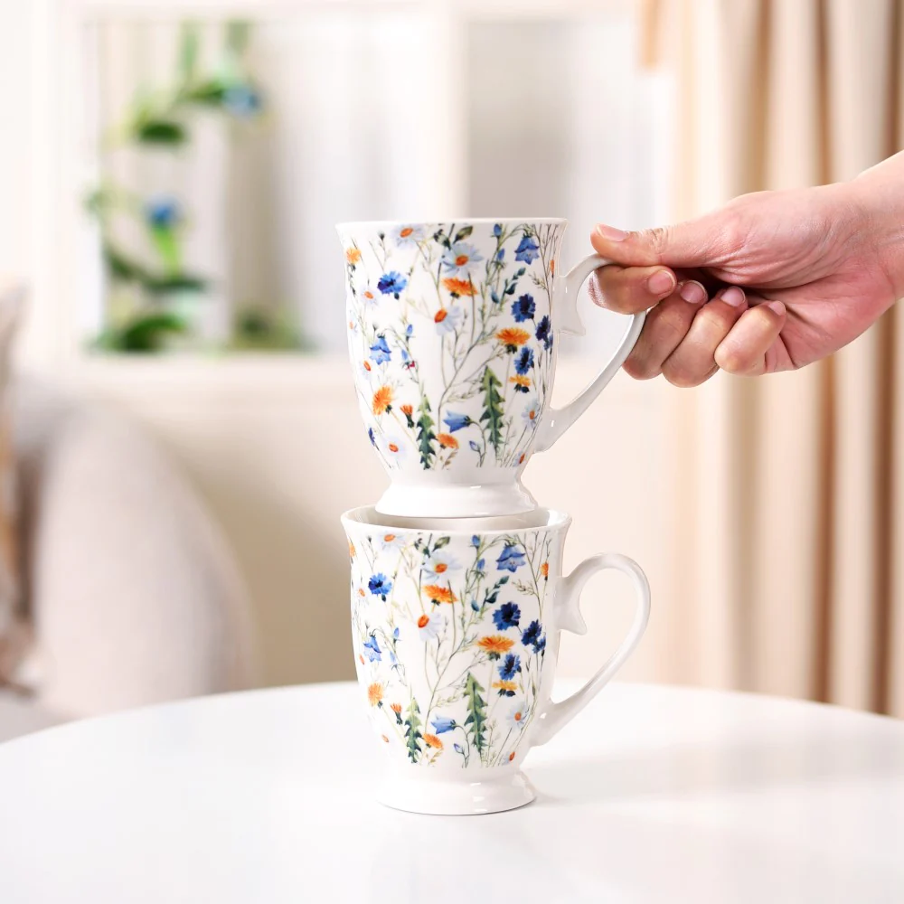 Victorian Garden Ceramic Coffee Mug Set Of 2 Blue 400ml - Image 2