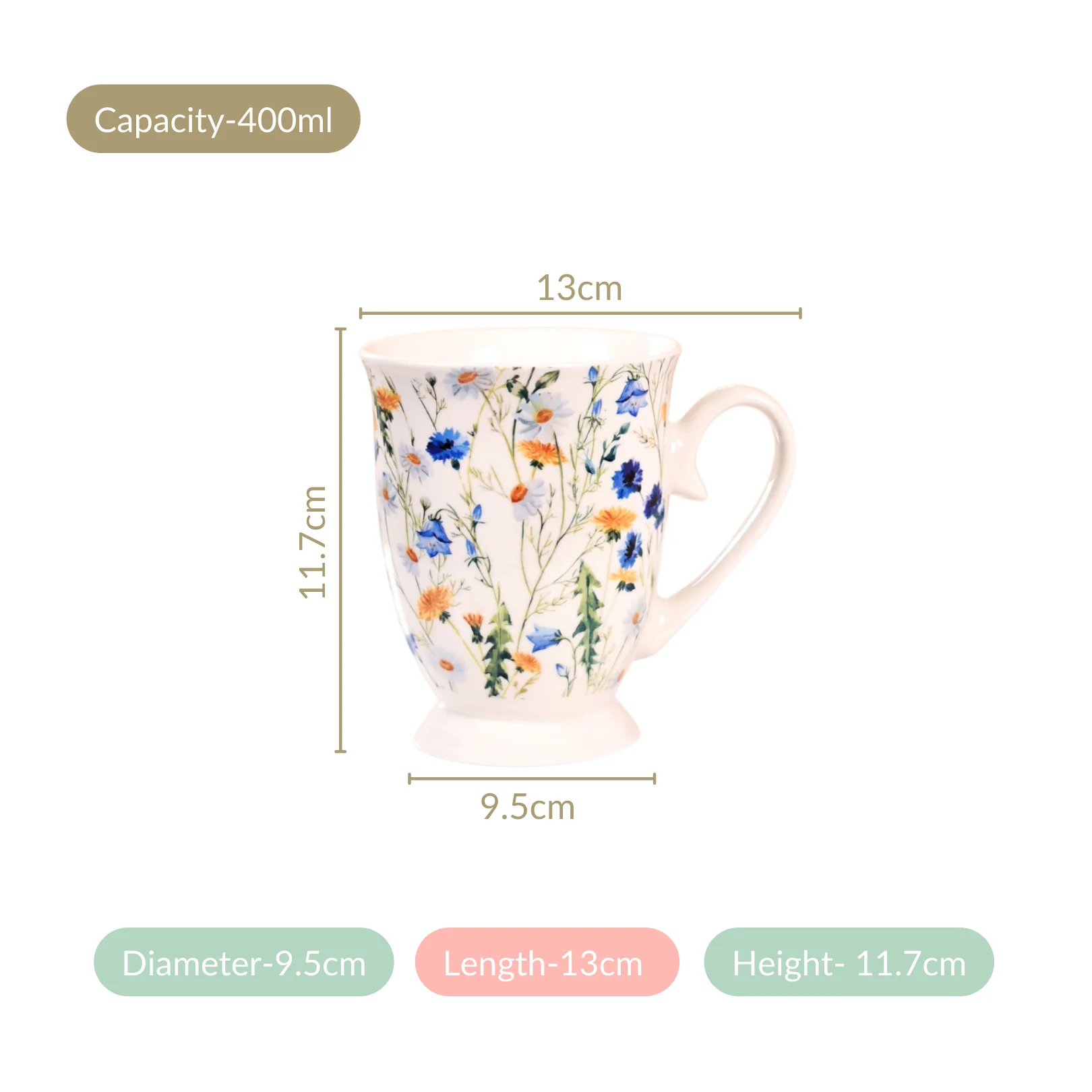 Victorian Garden Ceramic Coffee Mug Set Of 2 Blue 400ml - Image 4