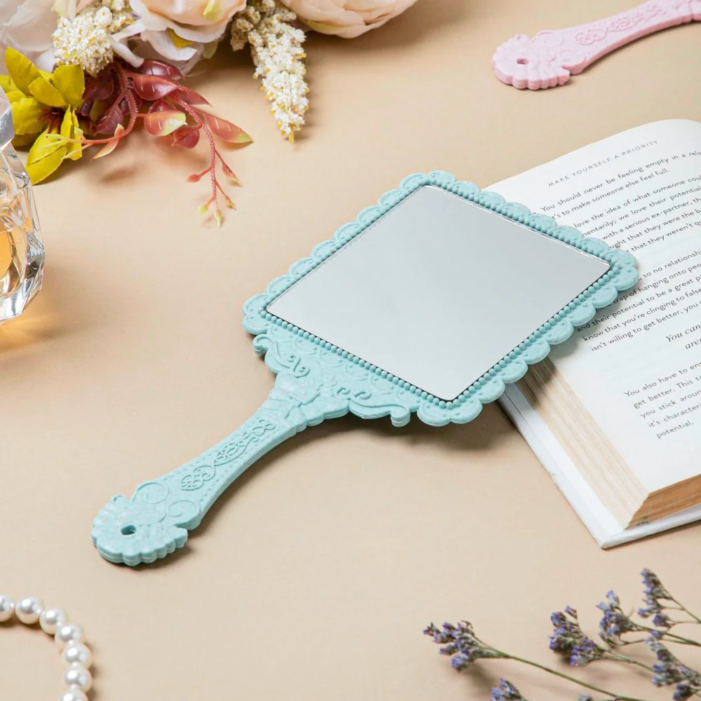 Victorian Ornate Square Mirror Blue - Image 3