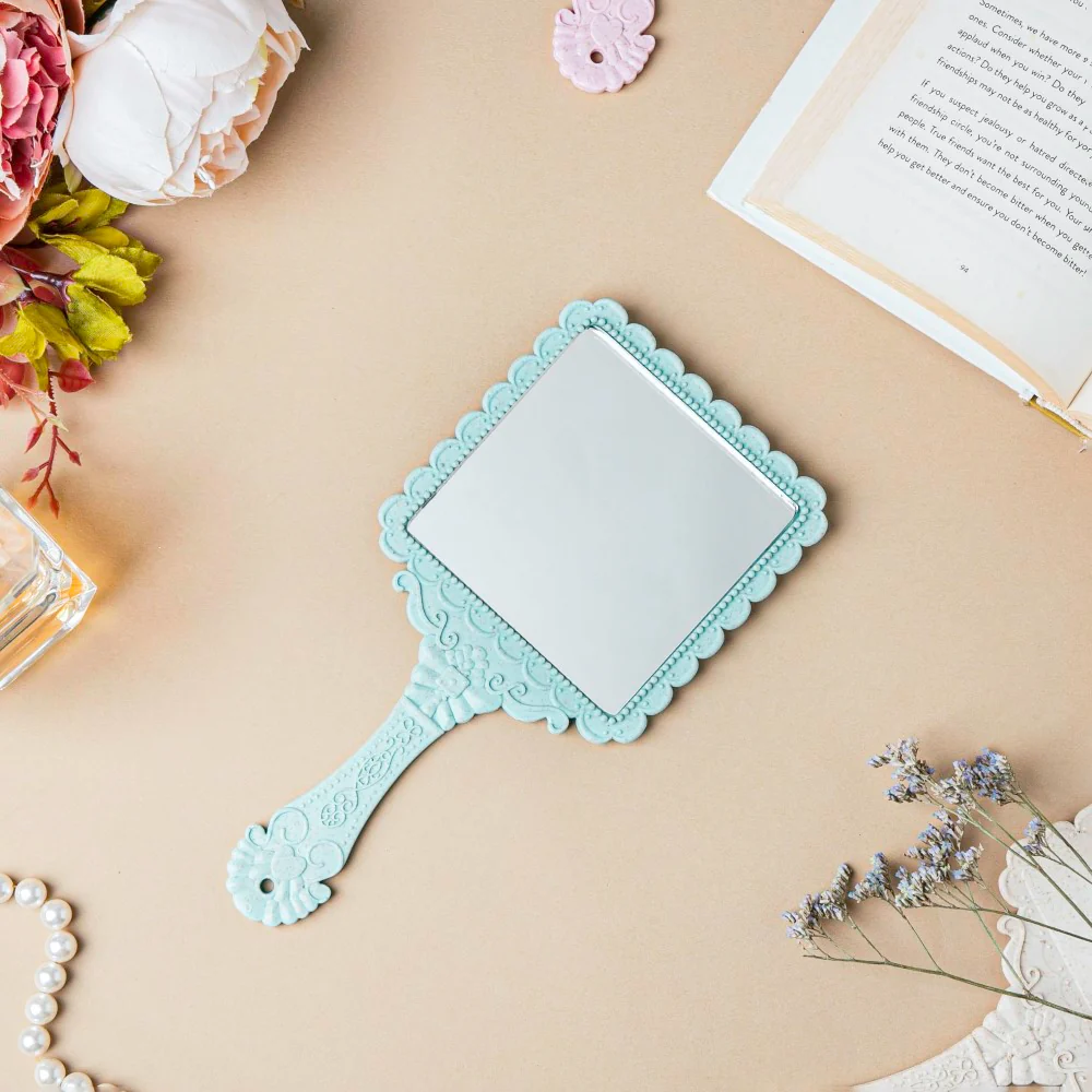 Victorian Ornate Square Mirror Blue - Image 6