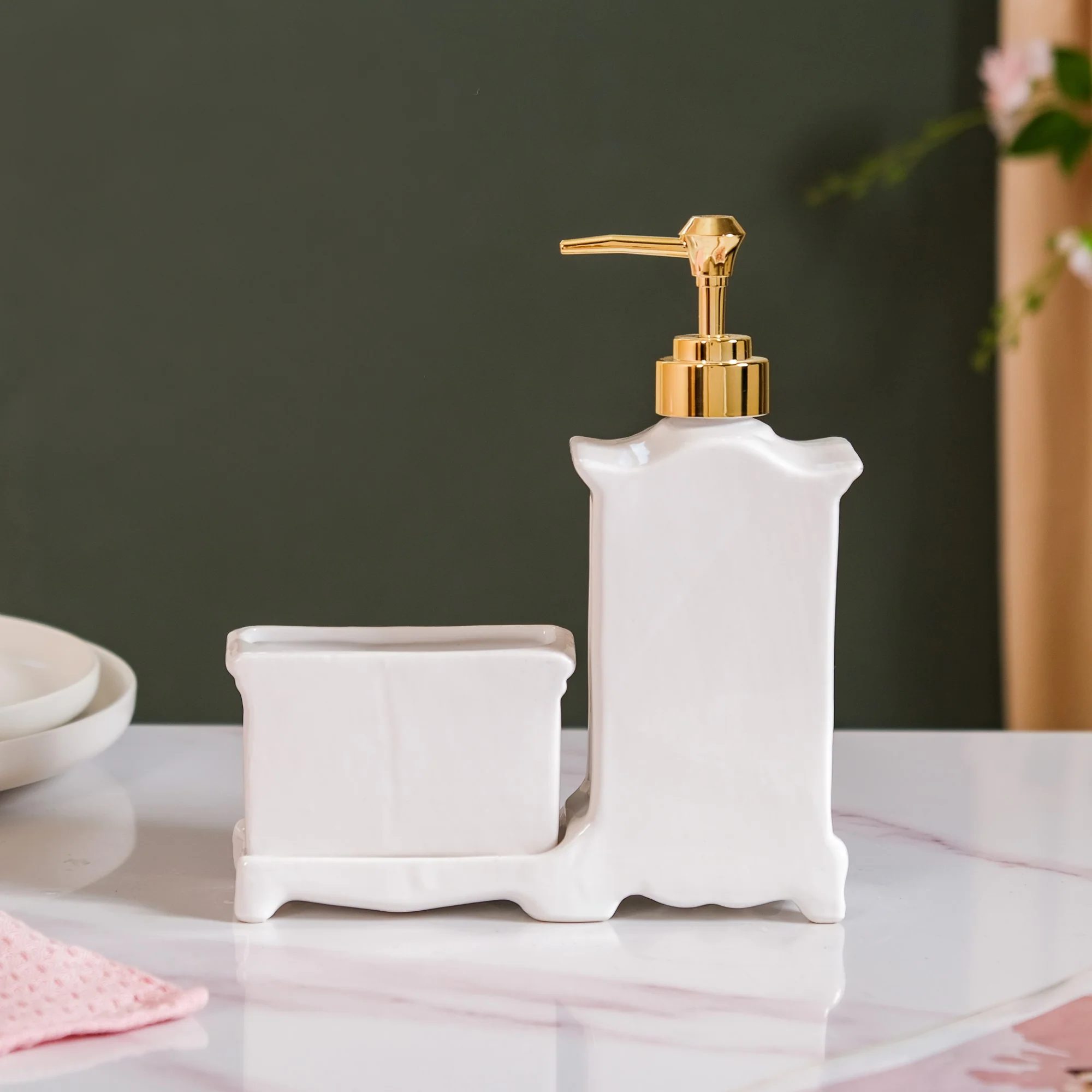 Vintage Cabinet Shaped Ceramic Soap Dispenser White - Image 11