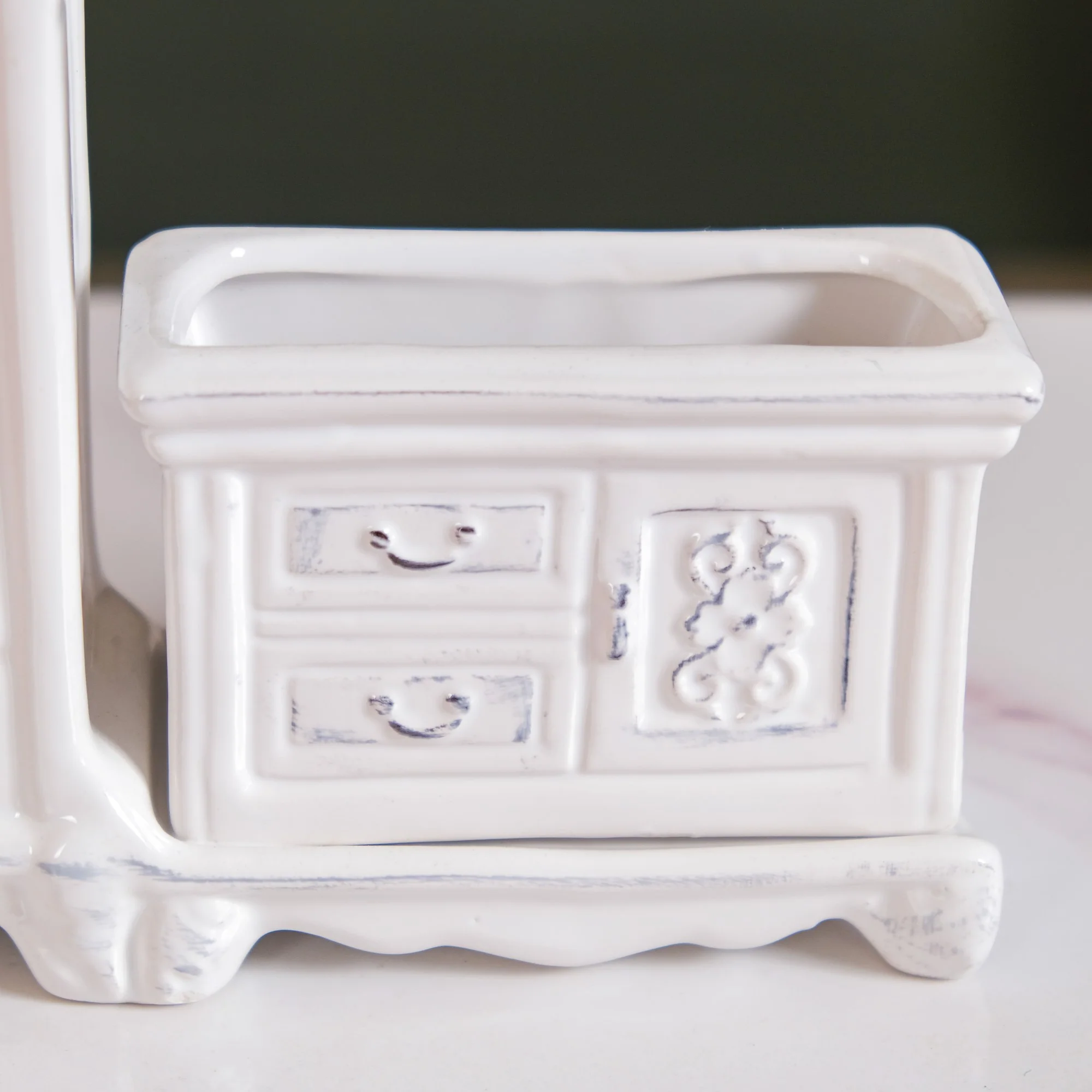 Vintage Cabinet Shaped Ceramic Soap Dispenser White - Image 9