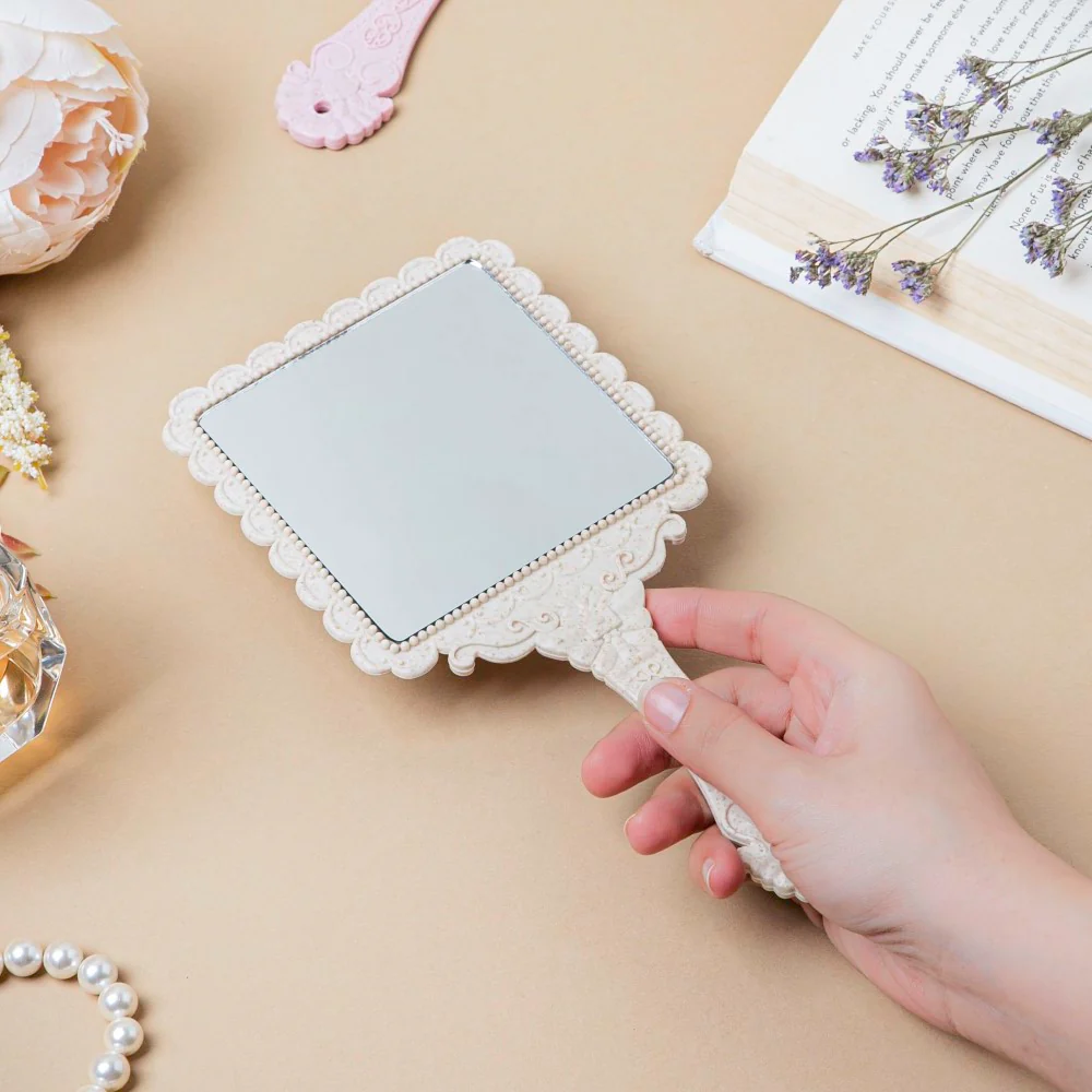 Vintage Classic Hand Mirror Ivory - Image 2
